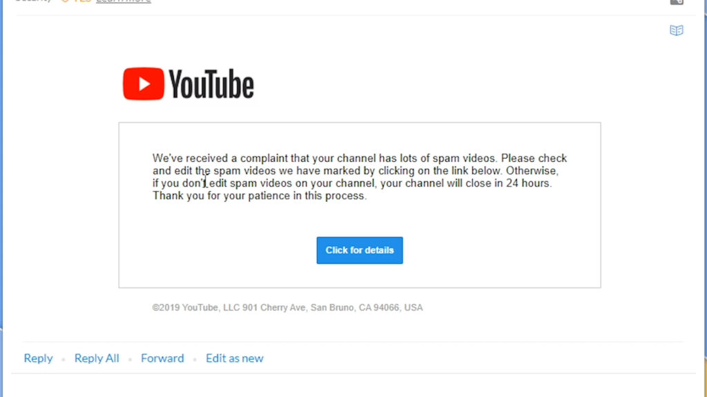 YouTube Scam Email